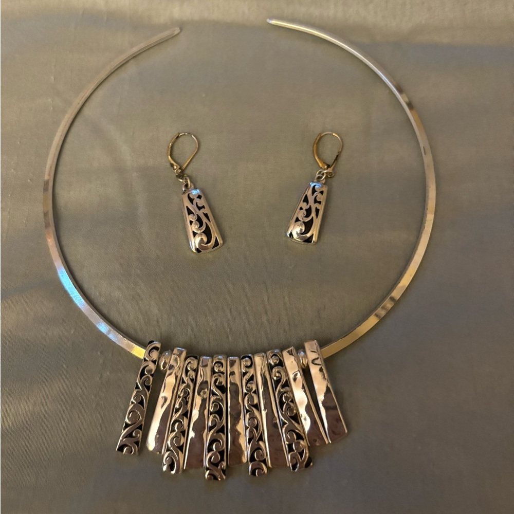 Charming Charlie Silver and Black Necklace Set